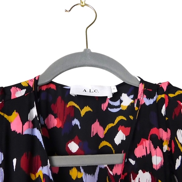 A.L.C. Tianna Long Sleeve Vacation Holiday Wrap Dress in Coral Multi size 10 - Picture 5 of 8